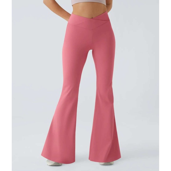 Halara High Waisted Crossover Ruched Butt Lifting Yoga Leggings Candy Pink‎ XS - Picture 3 of 13